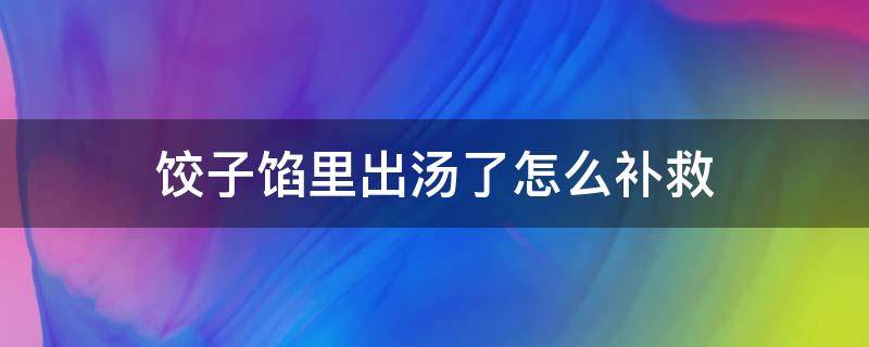 饺子馅里出汤了怎么补救（包饺子馅出汤怎么办）