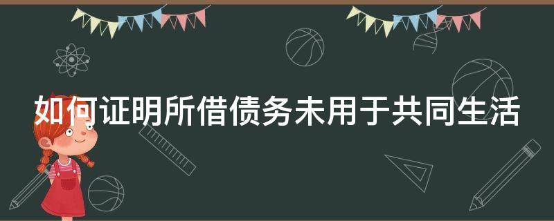 如何证明所借债务未用于共同生活