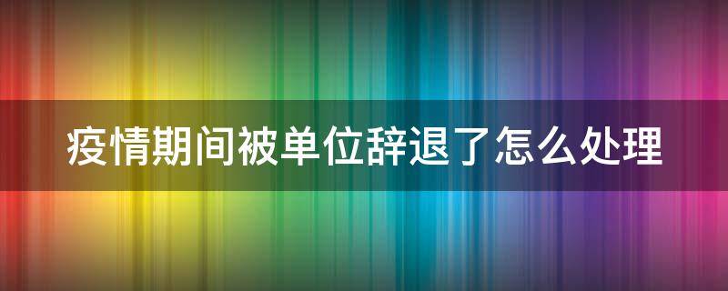 疫情期间被单位辞退了怎么处理