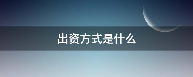 出资方式是什么（公司章程中的出资方式是什么）