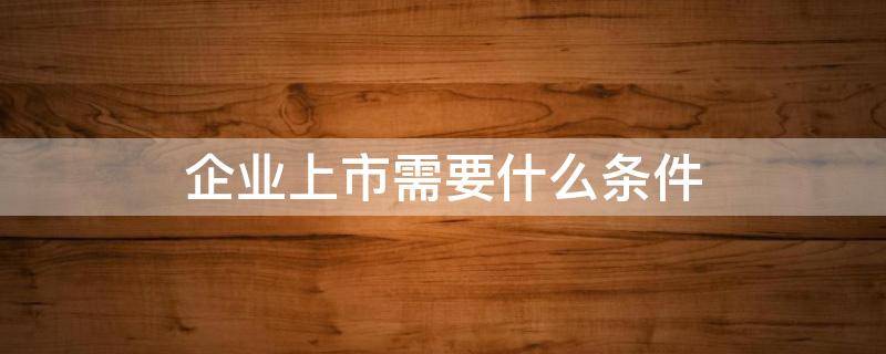 企业上市需要什么条件 民营企业上市需要什么条件