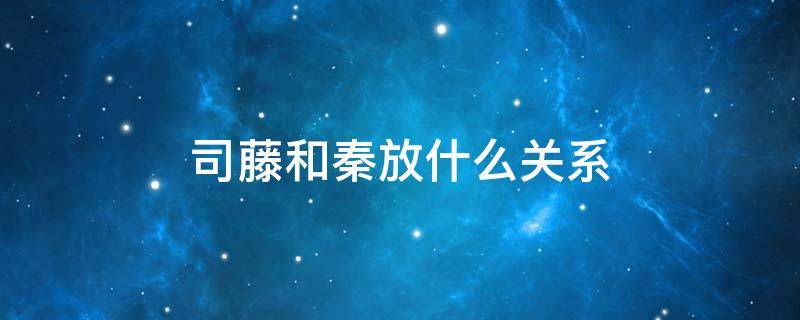 司藤和秦放什么关系 司藤与秦放什么关系