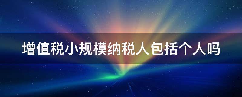 增值税小规模纳税人包括个人吗 增值税小规模纳税人个人所得税