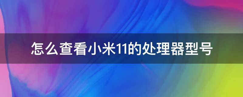 怎么查看小米11的处理器型号（小米11怎么查看手机型号）