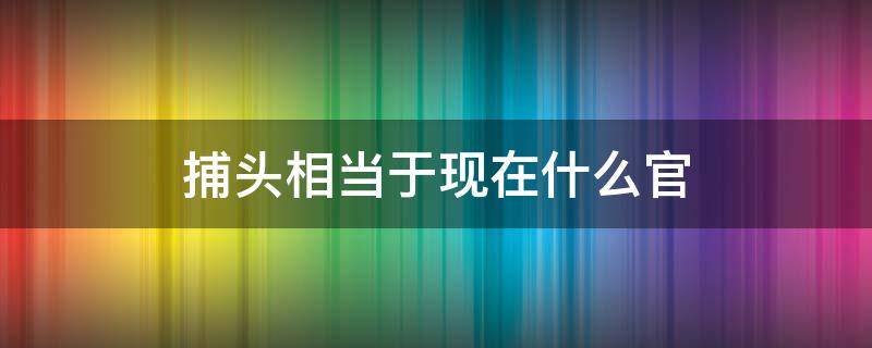 捕头相当于现在什么官 捕头相当于现在什么官职