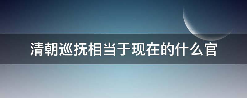 清朝巡抚相当于现在的什么官 清朝的巡抚相当于现在的什么官