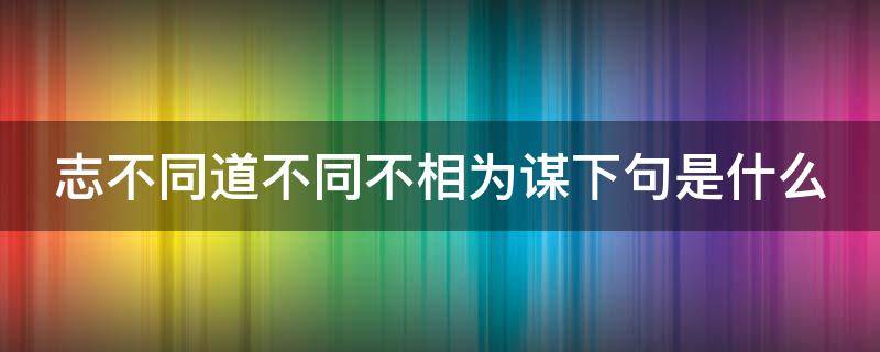 志不同道不同不相为谋下句是什么（志不同道不同不相为谋下一句）