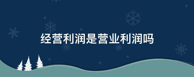 经营利润是营业利润吗 经营盈利是营业利润吗