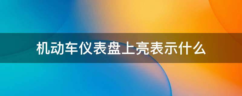 机动车仪表盘上亮表示什么 机动车仪表盘上亮表示什么制动液