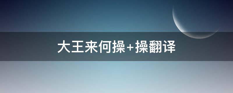 大王来何操（大王来何操 来的翻译）