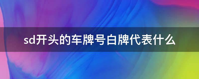 sd开头的车牌号白牌代表什么（sd车牌号开头白牌是什么军车）