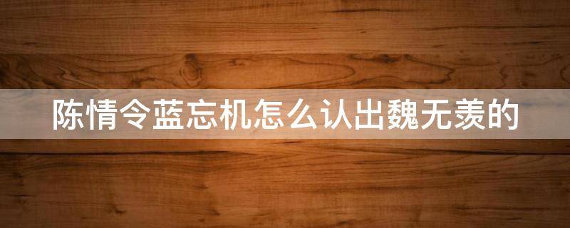 陈情令蓝忘机怎么认出魏无羡的（陈情令蓝忘机怎么认出魏无羡的片段）