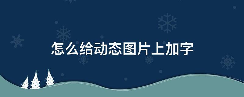 怎么给动态图片上加字 怎么把动态图加上字