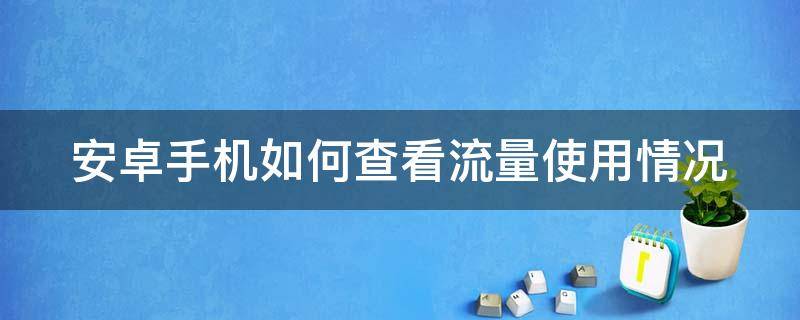 安卓手机如何查看流量使用情况 安卓手机如何查看流量使用情况记录