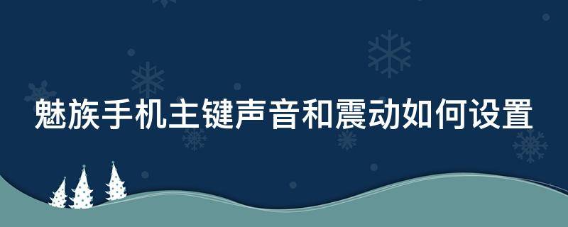 魅族手机主键声音和震动如何设置 魅族手机主键声音和震动如何设置一样