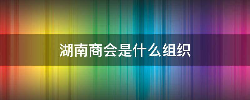 湖南商会是什么组织 湖南商会有哪些