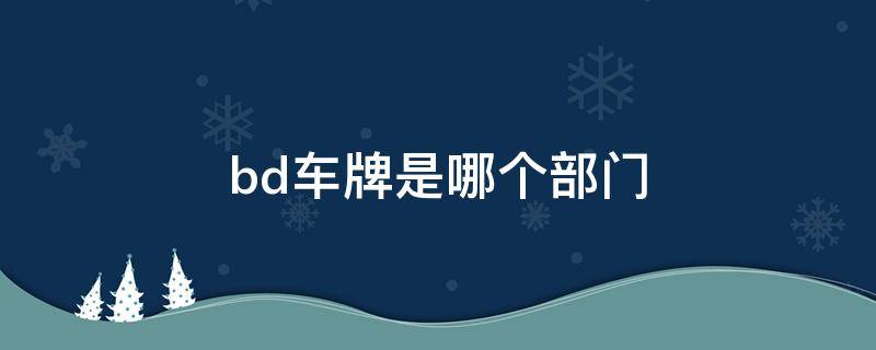 bd车牌是哪个部门 bd是啥车牌