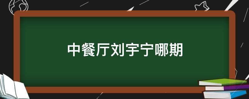 中餐厅刘宇宁哪期（刘宇宁参加哪一期中餐厅）