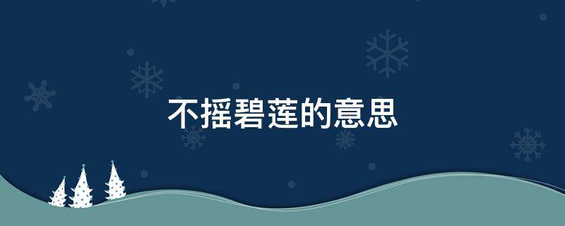 不摇碧莲的意思 不要碧莲的意思