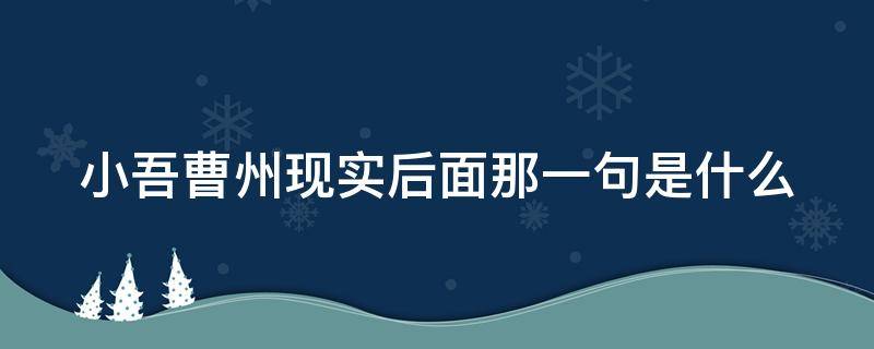 小吾曹州现实后面那一句是什么 小吾曹州现实后面那一句是什么意思