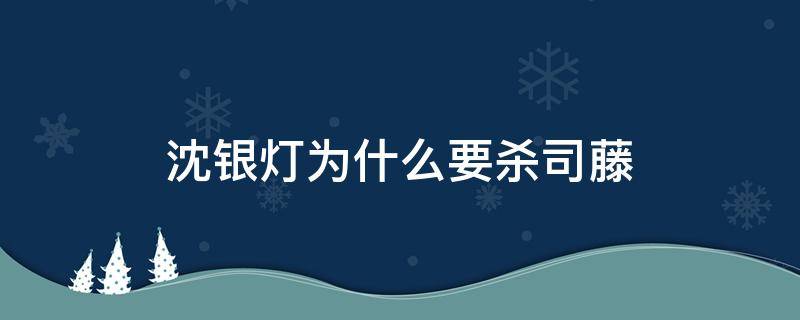 沈银灯为什么要杀司藤 沈银灯和司藤有什么仇