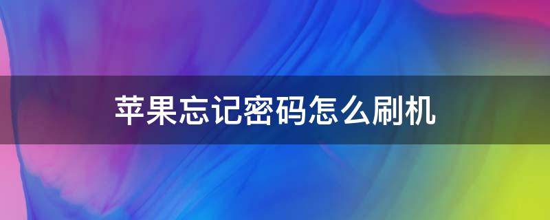 苹果忘记密码怎么刷机 苹果忘记密码怎么刷机无电脑