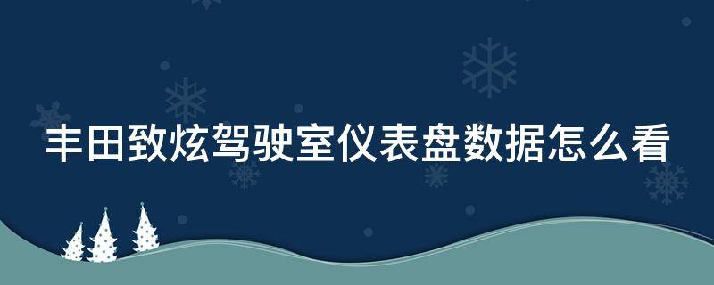 丰田致炫驾驶室仪表盘数据怎么看（丰田致炫仪表盘功能）