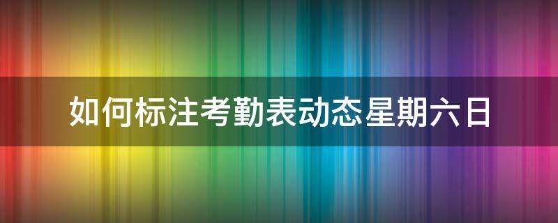 如何标注考勤表动态星期六日（动态考勤表的日期和星期怎么操作）