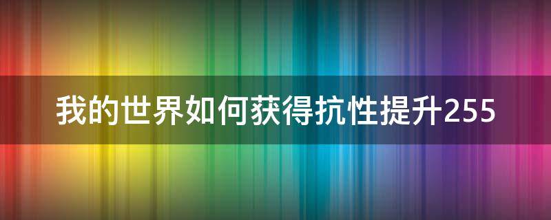 我的世界如何获得抗性提升255（我的世界如何获得抗性提升100级）