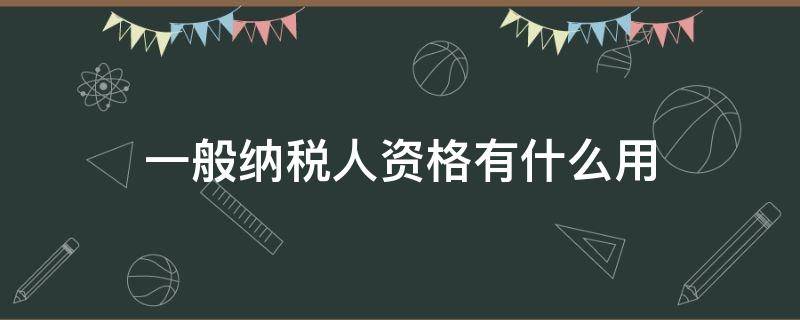 一般纳税人资格有什么用（纳税人资格是什么东西）