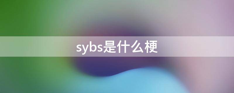 sybs是什么梗（网上syb是什么梗）