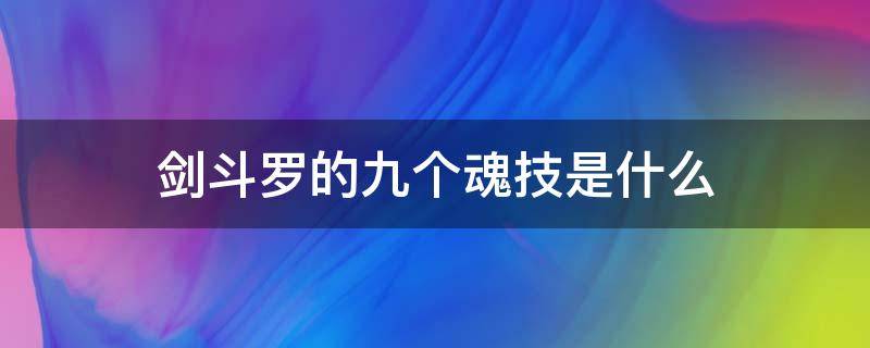 剑斗罗的九个魂技是什么（剑斗罗的九个魂技是什么名字）