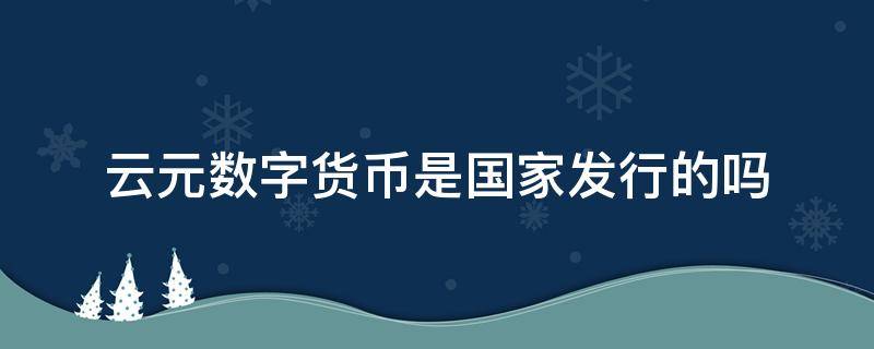 云元数字货币是国家发行的吗 云元数字货币能上交易所吗