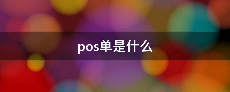 pos单是什么（pos单是什么意思）