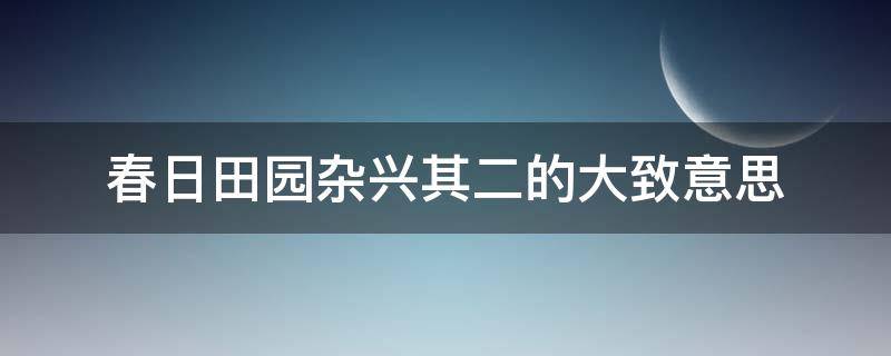 春日田园杂兴其二的大致意思（春日田园杂兴其二的大致意思是什么）