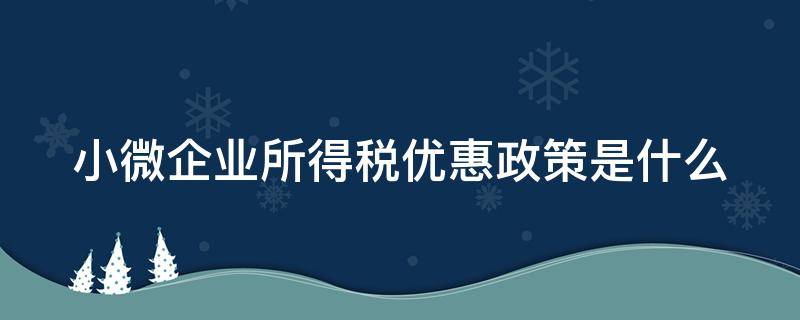 小微企业所得税优惠政策是什么（小微企业所得税优惠政策解读）