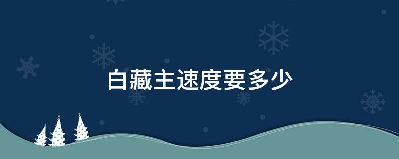 白藏主速度要多少（白藏主速度要多少一速）