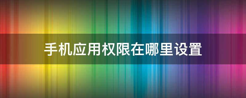 手机应用权限在哪里设置（手机设置的应用权限在哪里）