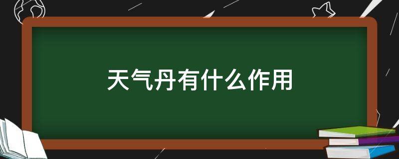 天气丹有什么作用 天气丹有啥用