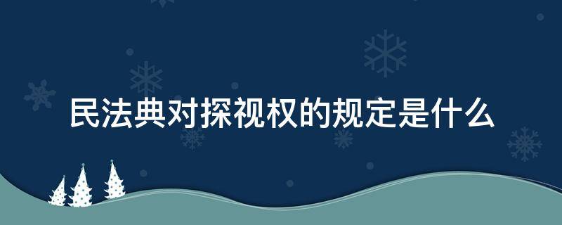 民法典对探视权的规定是什么 法院关于探视权的规定