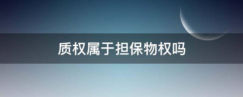 质权属于担保物权吗 质押权属于担保物权吗