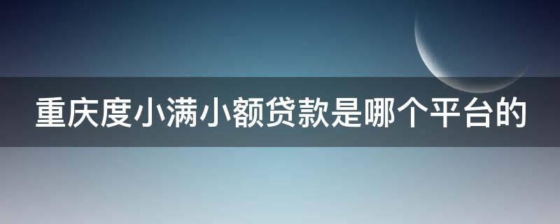 重庆度小满小额贷款是哪个平台的（重庆度小满小额贷款有限公司是哪个平台）