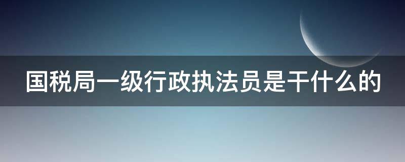 国税局一级行政执法员是干什么的 国税局一级行政执法员是干什么的呢