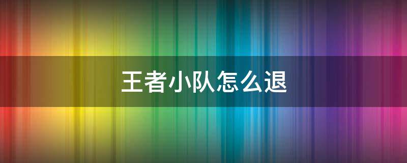 王者小队怎么退 王者小队怎么退小队什么时候可以退