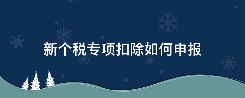 新个税专项扣除如何申报（新个税扣缴如何申报）