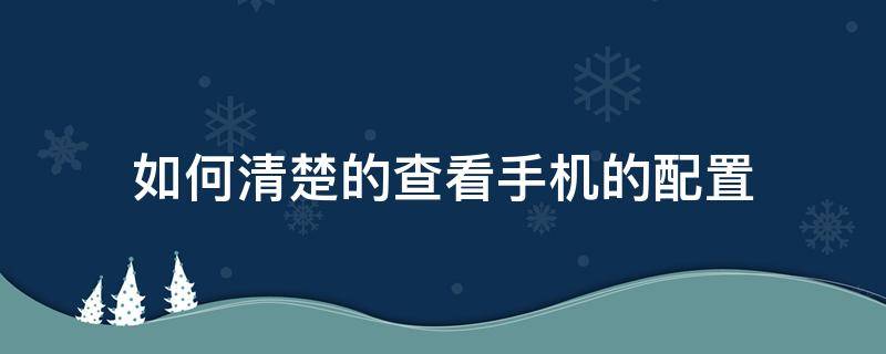 如何清楚的查看手机的配置（怎样查看手机的配置）