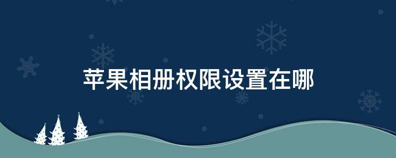 苹果相册权限设置在哪（苹果手机相册权限设置在哪里）