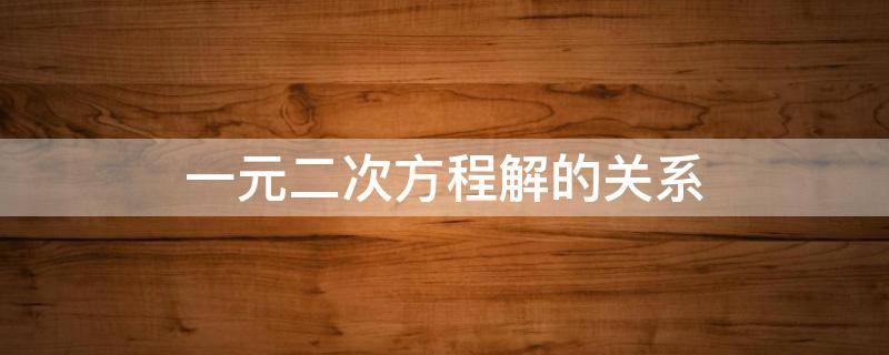 一元二次方程解的关系 二元一次方程的解的关系