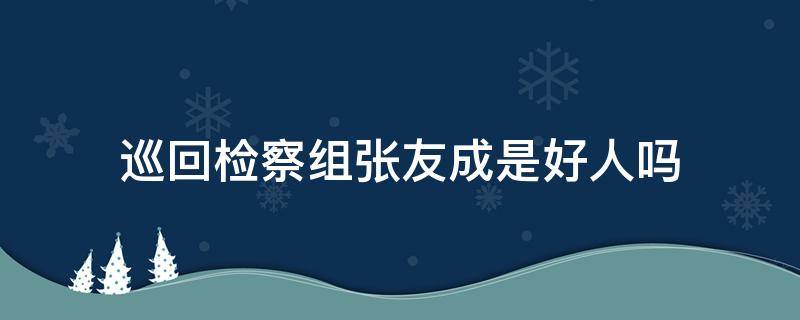 巡回检察组张友成是好人吗（巡回检察组张友成是好的吗）