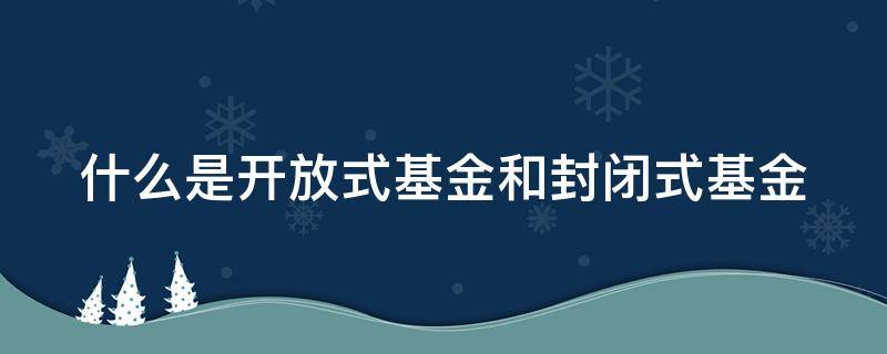 什么是开放式基金和封闭式基金 什么是开放式基金和封闭式基金组合